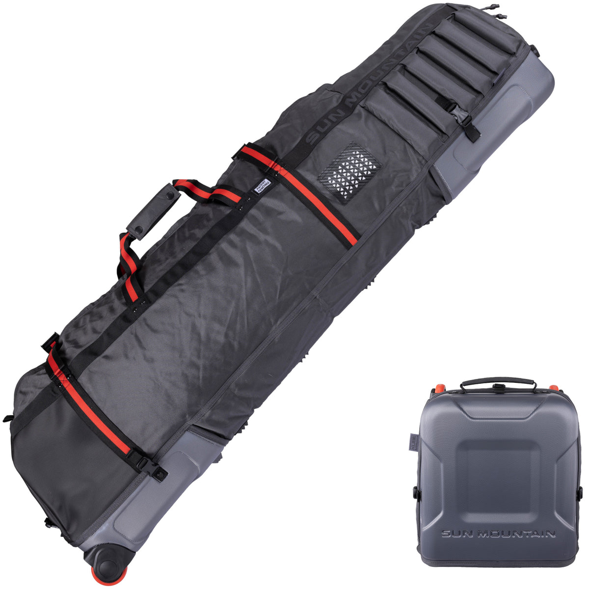 Sun Mountain 2026 KUBE Travelcover / Golf Reisetasche, Steel / Black / Rush Red - Golflaedchen.de