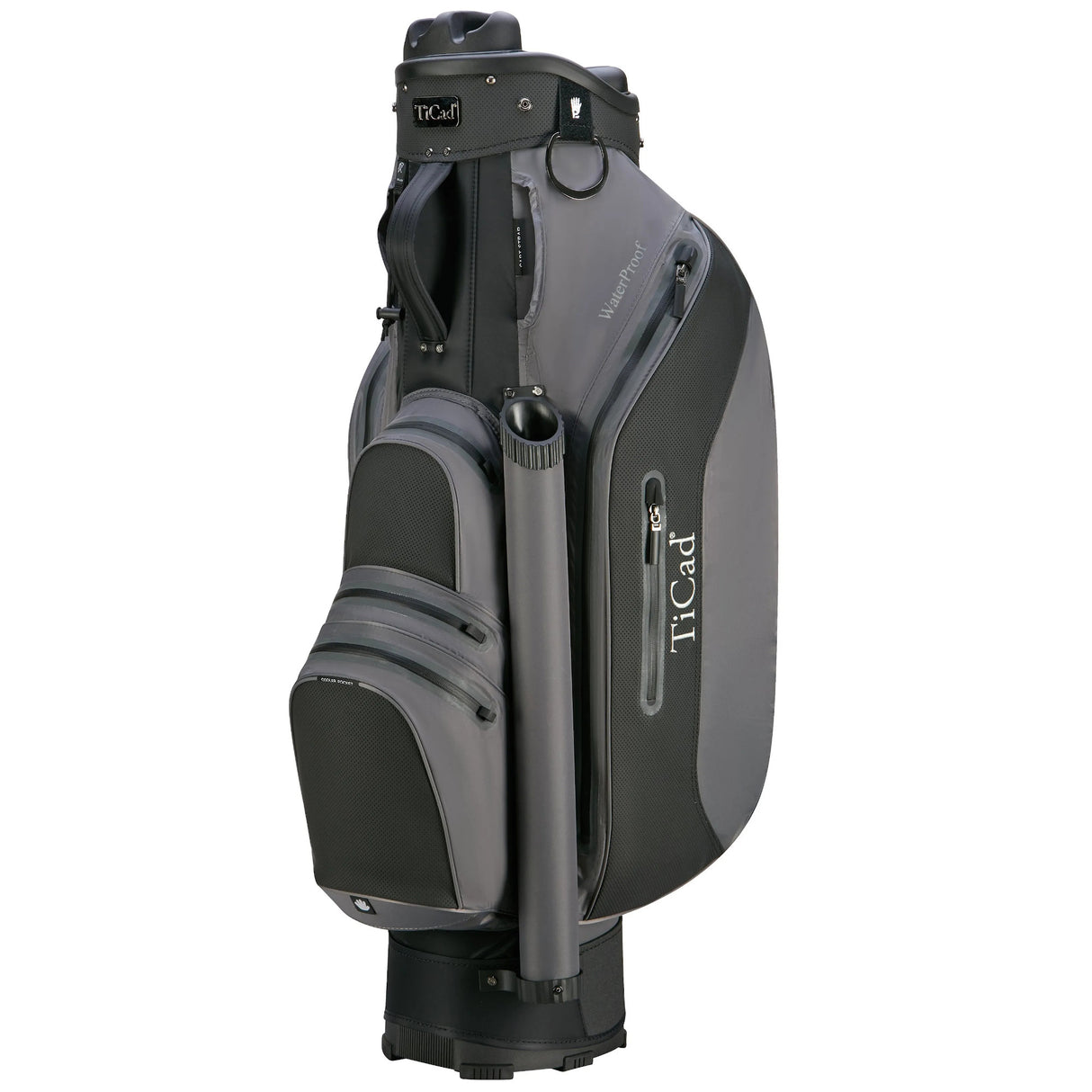 TiCad QO 9 Premium Waterproof Cartbag, Grau / Schwarz - Golflaedchen.de