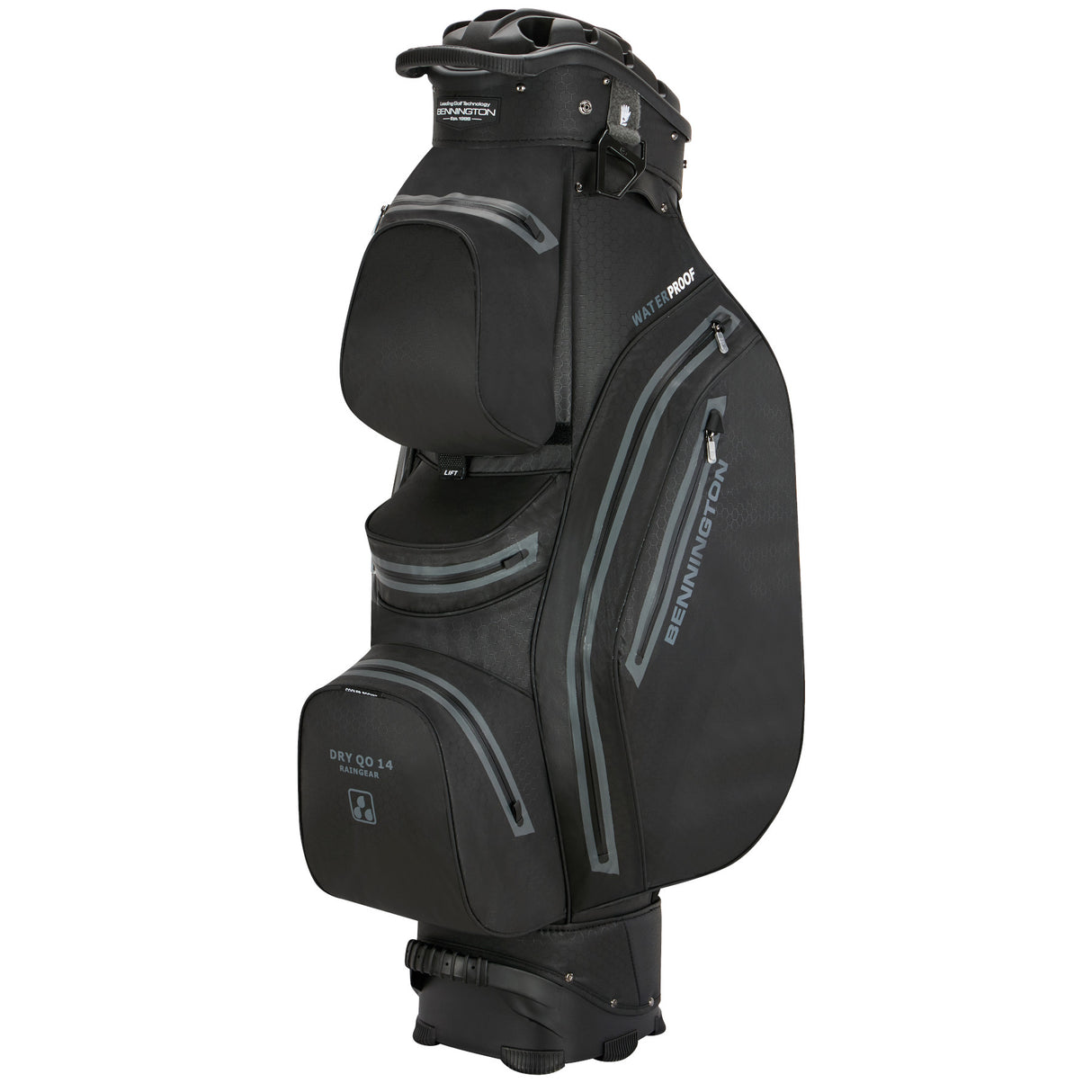 Bennington 2026 DRY Quiet Organizer 14 (QO 14) Waterproof Cartbag, Schwarz, +2 Inch höher - Golflaedchen.de