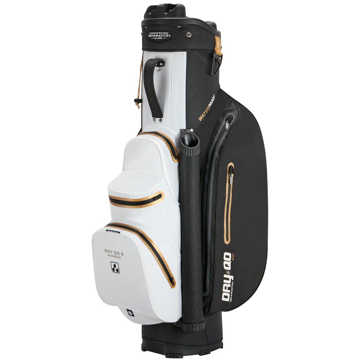 Bennington 2026 DRY Quiet Organizer 9 (QO 9) Waterproof Cartbag, Black / White / Gold - Golflaedchen.de
