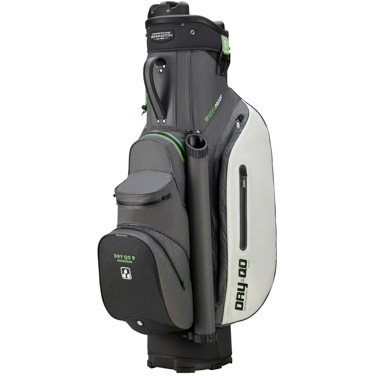 Bennington 2025 DRY Quiet Organizer 9 (QO 9) Waterproof Cartbag, Canon Grey / White / Lime - Golflaedchen.de
