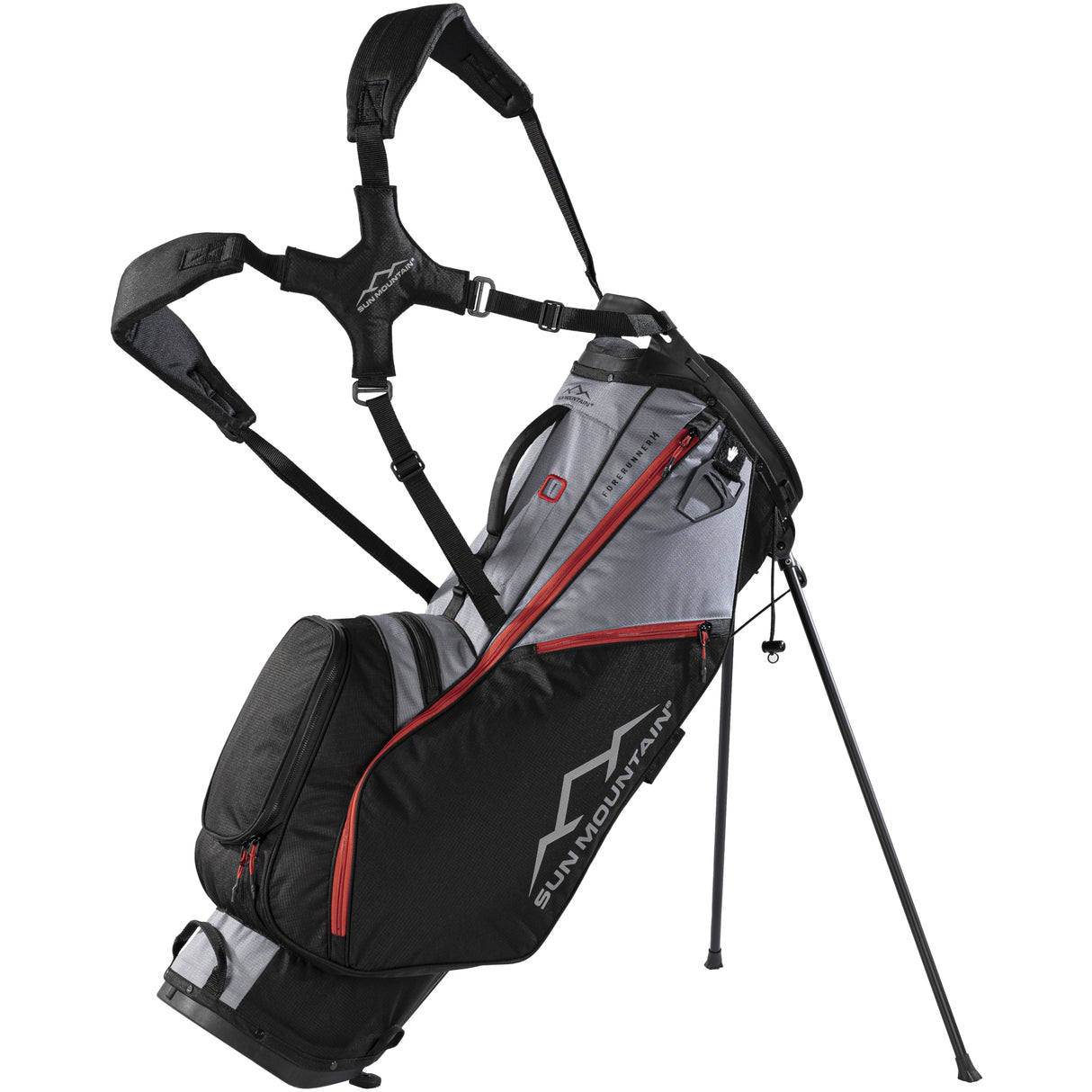 Sun Mountain Forerunner 14 - way Standbag, Black / Nickel / Red - Golflaedchen.de