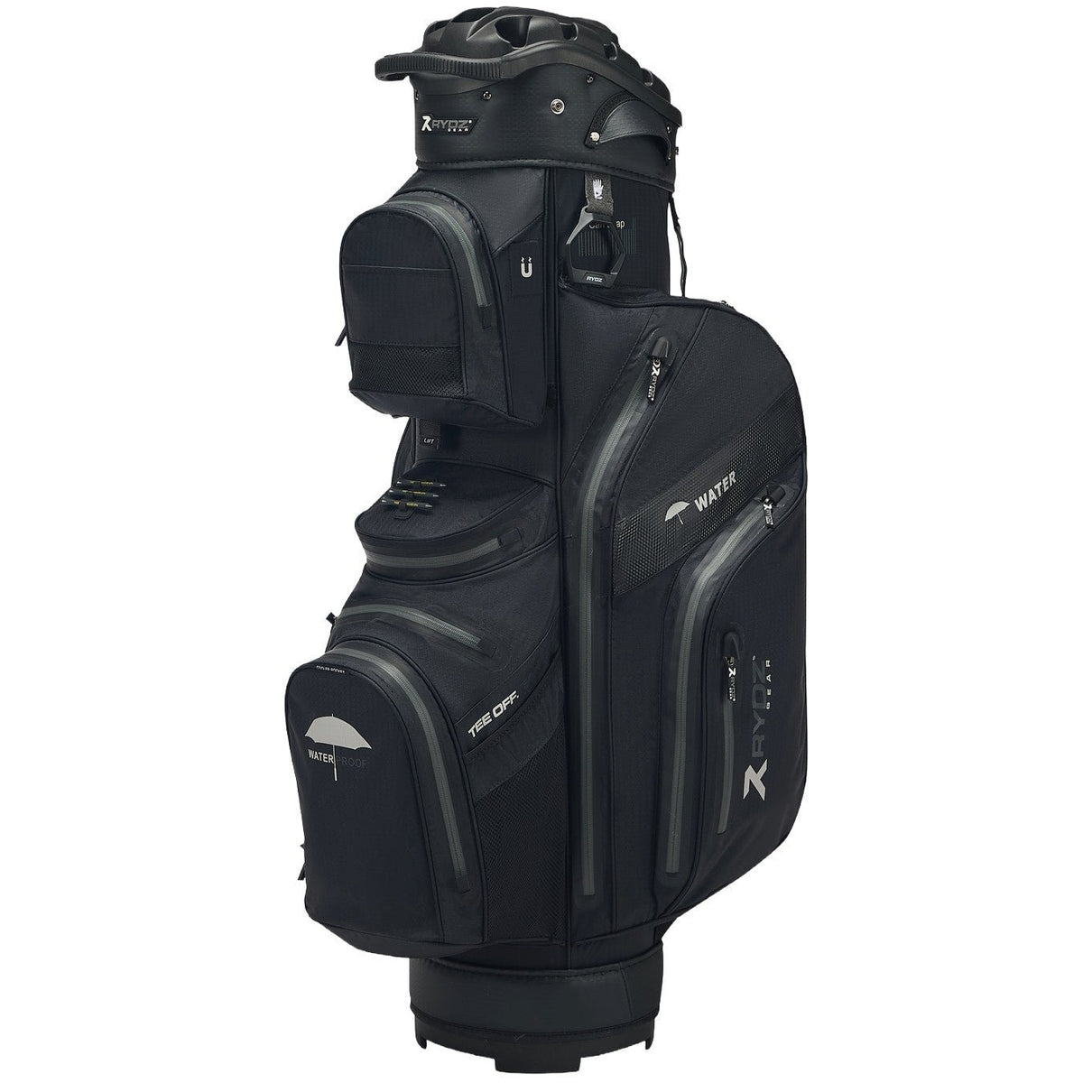 Rydz Gear Navigator QO14 Waterproof Cartbag, Schwarz, Oversize (+2 inch höher) - Golflaedchen.de