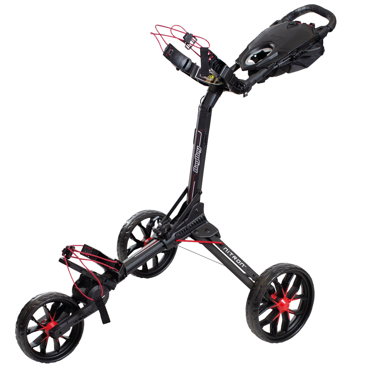 Bag Boy NITRON Auto - Open 3 - Rad Golftrolley, Schwarz / Rot - Golflaedchen.de