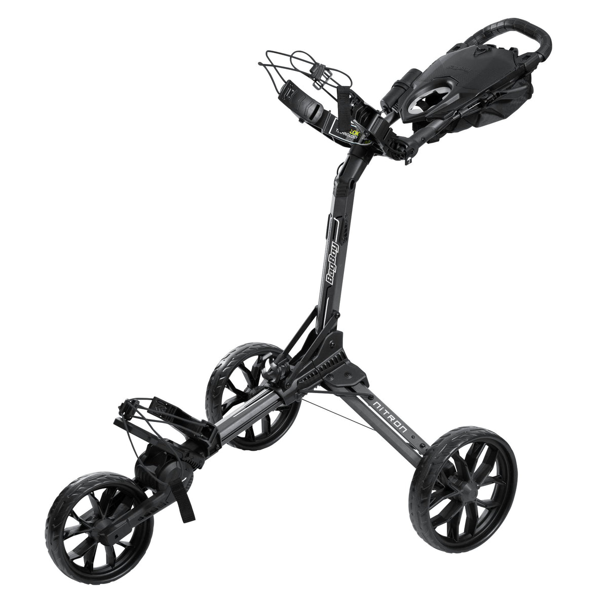 Bag Boy NITRON Auto - Open 3 - Rad Golftrolley, Grau / Dunkelgrau - Golflaedchen.de