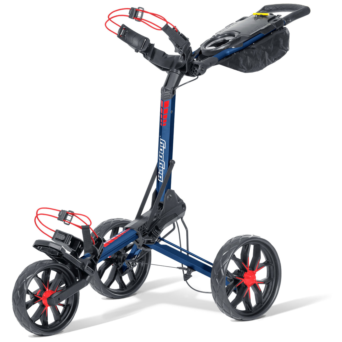 Bag Boy Slimfold 3 - Rad Golftrolley, Navy / Rot - Golflaedchen.de