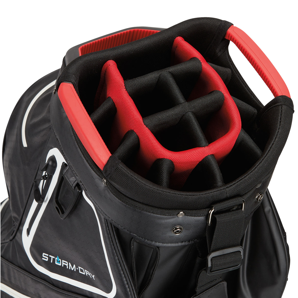 Taylor Made 2025 Storm Dry Waterproof Cartbag, Schwarz / Weiß / Rot - Golflaedchen.de
