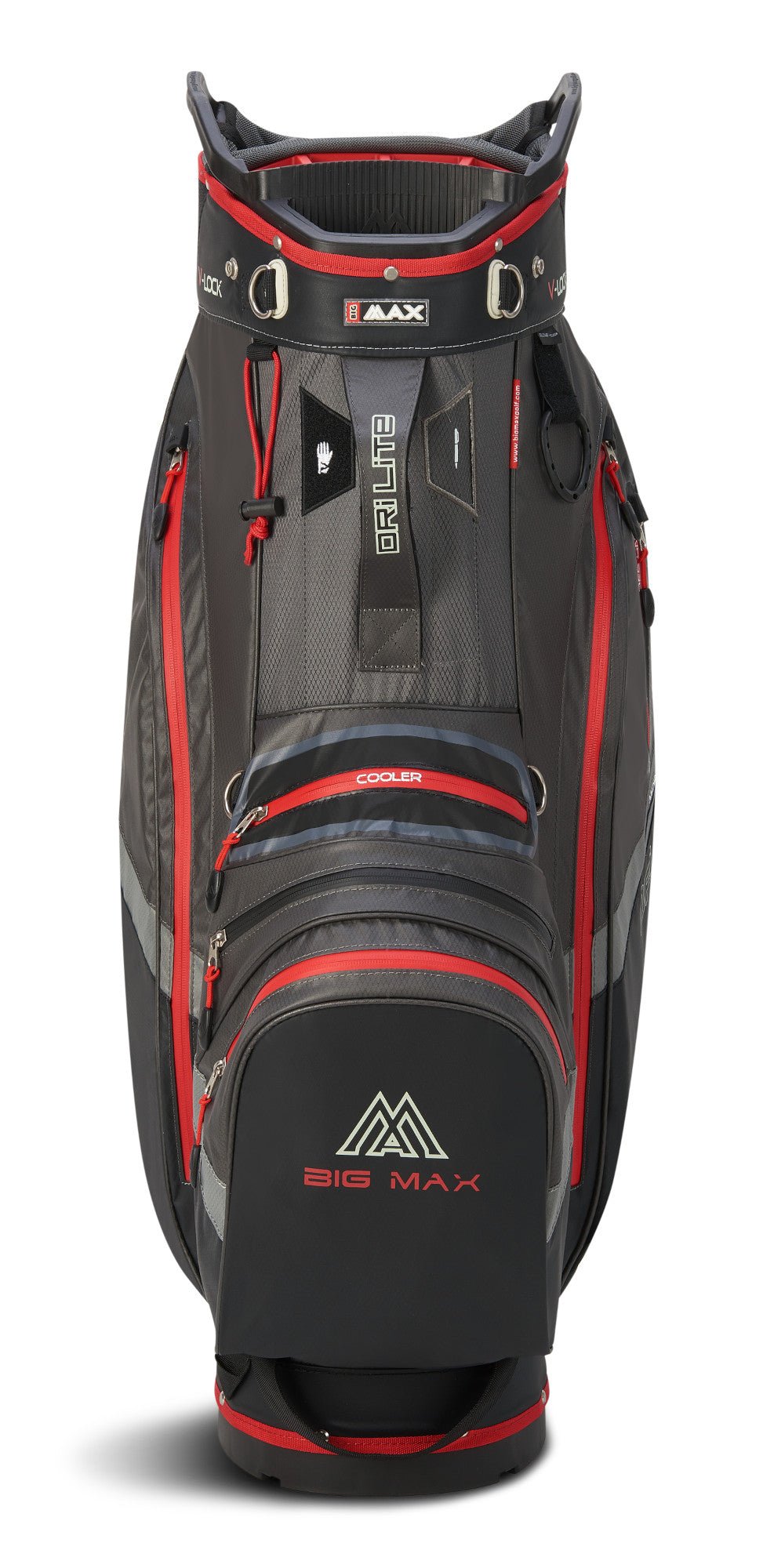 Big Max Dri Lite V - 4 Waterproof Cartbag, Grau / Schwarz / Rot - Golflaedchen.de