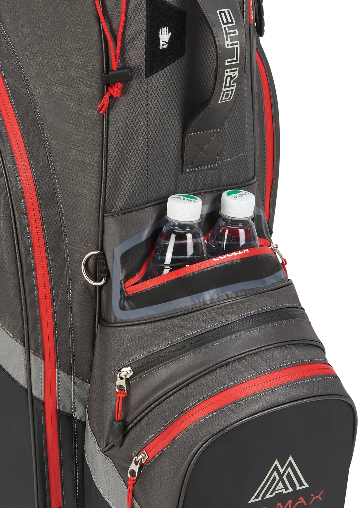 Big Max Dri Lite V - 4 Waterproof Cartbag, Grau / Schwarz / Rot - Golflaedchen.de