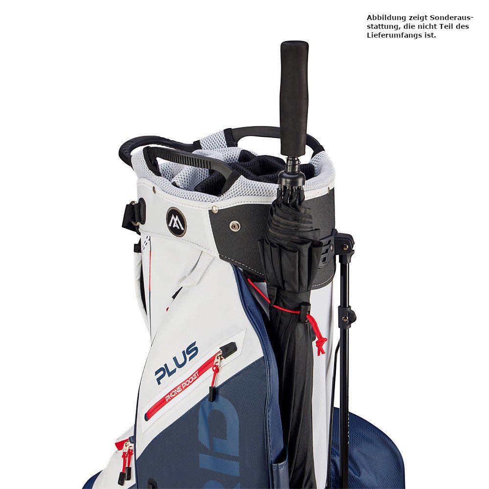 Big Max Dri Lite Hybrid Plus Waterproof Standbag, Weiß / Navy / Rot - Golflaedchen.de