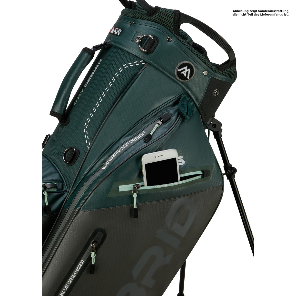 Big Max Dri Lite Hybrid Plus Waterproof Standbag, Dunkelgrün / Braun - Golflaedchen.de