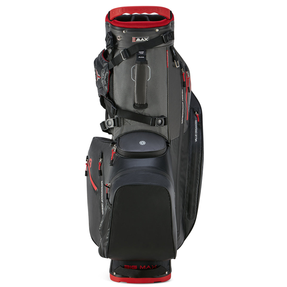 Big Max Aqua Hybrid 4 Waterproof Standbag, Black / Charcoal / Red - Golflaedchen.de
