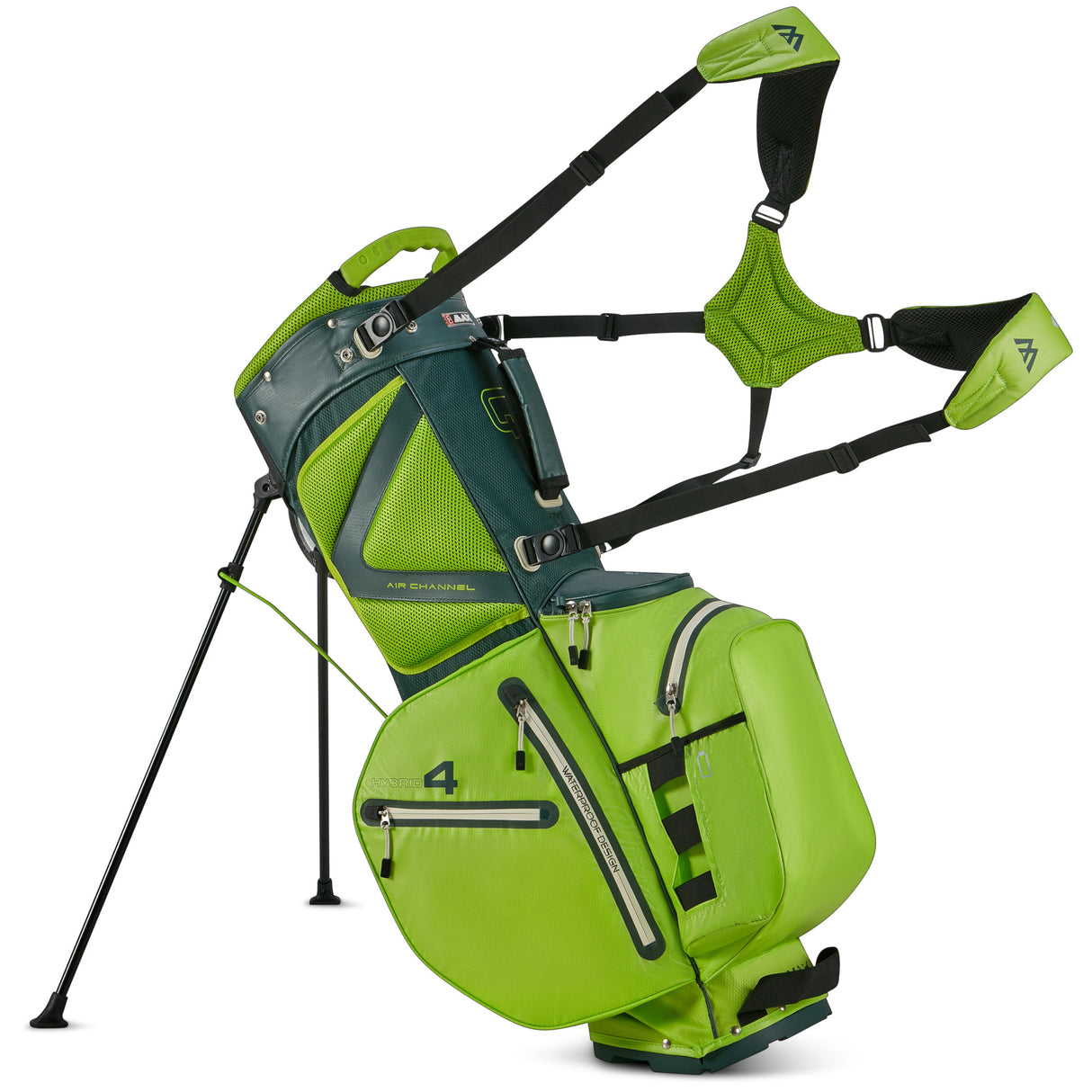 Big Max Aqua Hybrid 4 Waterproof Standbag, Forest Green / Lime - Golflaedchen.de