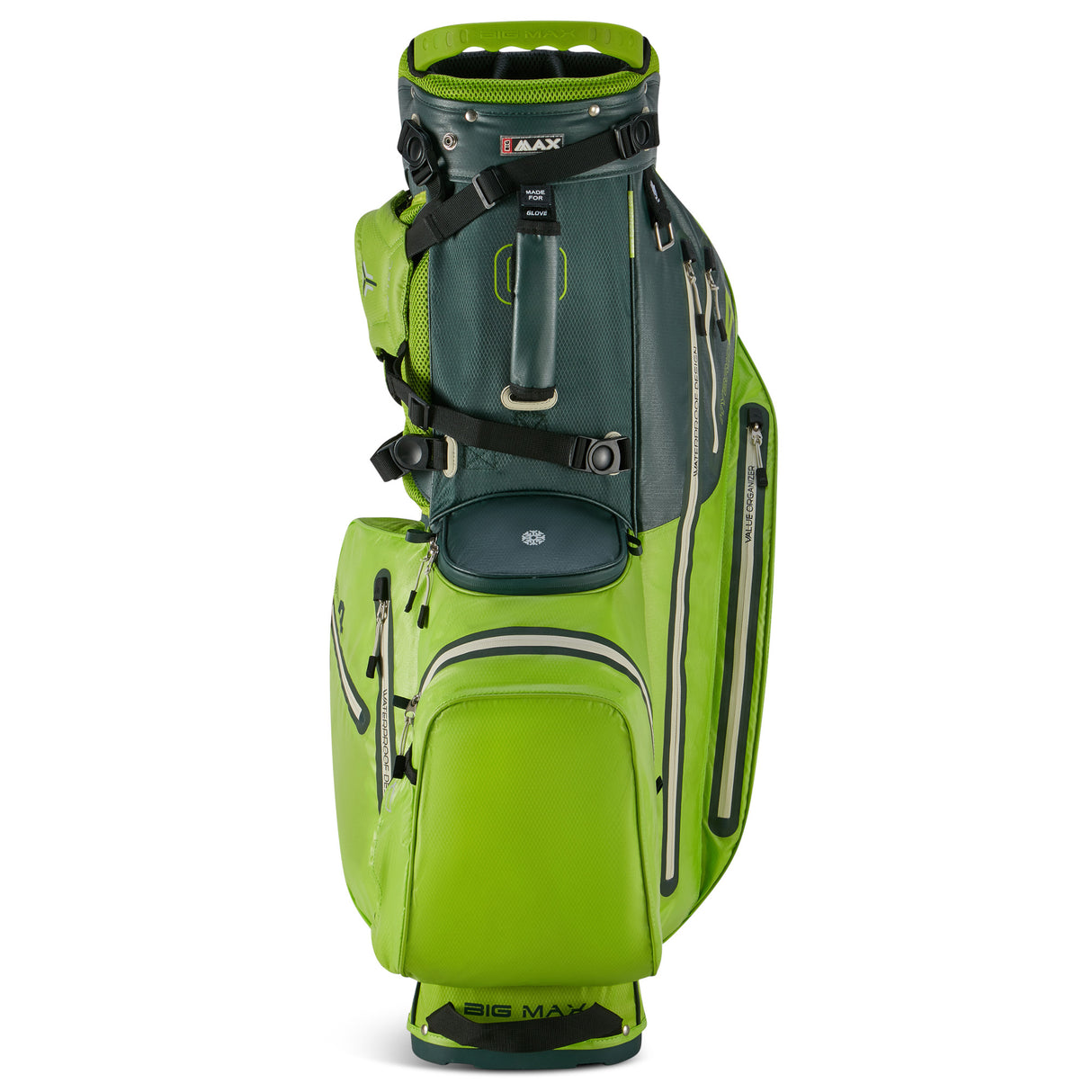 Big Max Aqua Hybrid 4 Waterproof Standbag, Forest Green / Lime - Golflaedchen.de