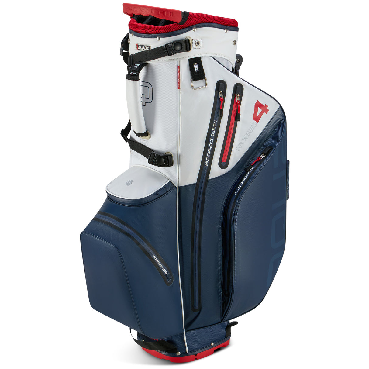 Big Max Aqua Hybrid 4 Waterproof Standbag, Navy / White / Red - Golflaedchen.de