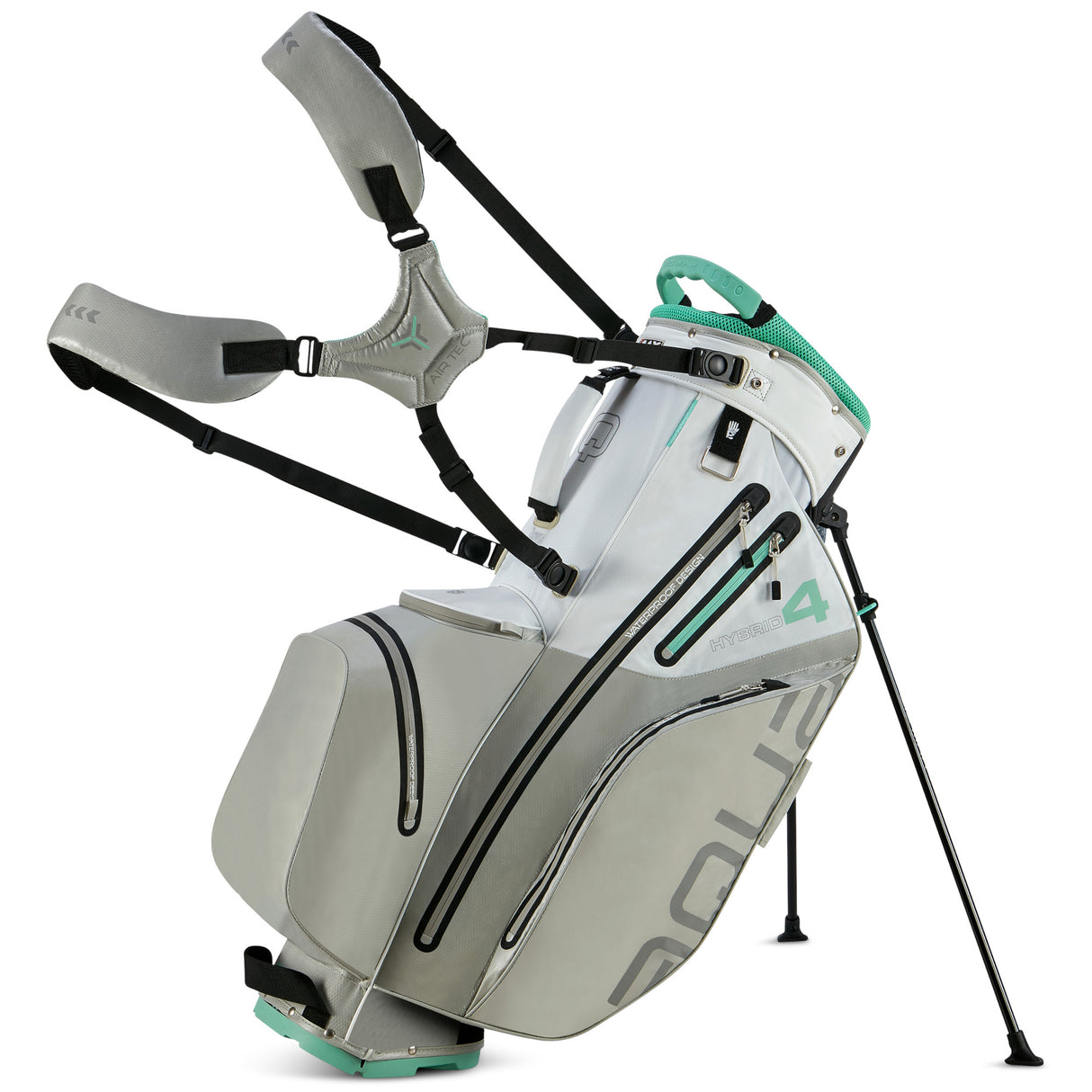 Big Max Aqua Hybrid 4 Waterproof Standbag, White / Grey / Mint - Golflaedchen.de