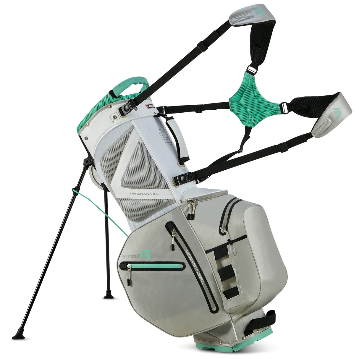 Big Max Aqua Hybrid 4 Waterproof Standbag, White / Grey / Mint - Golflaedchen.de