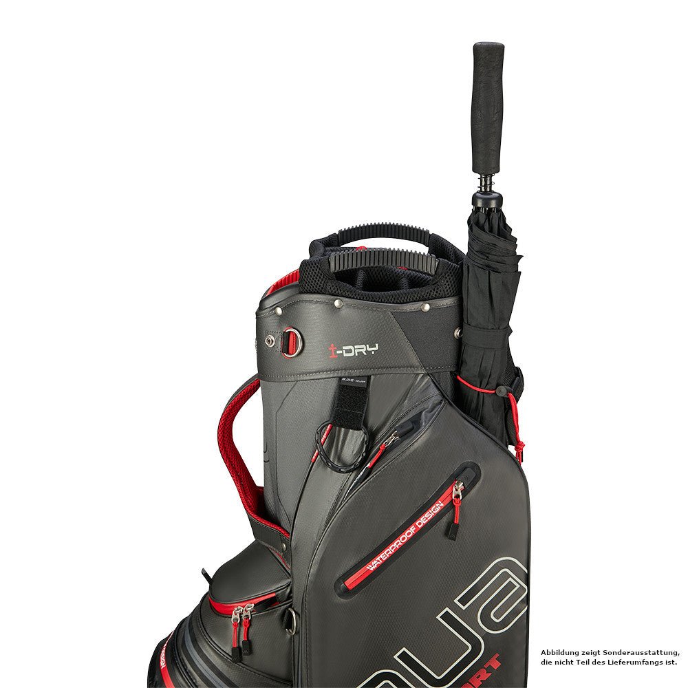 Big Max 2026 Aqua Sport 4 Waterproof Cartbag, Dunkelgrau / Schwarz / Rot - Golflaedchen.de