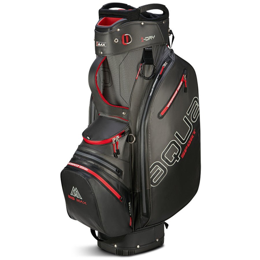 Big Max 2026 Aqua Sport 4 Waterproof Cartbag, Dunkelgrau / Schwarz / Rot - Golflaedchen.de
