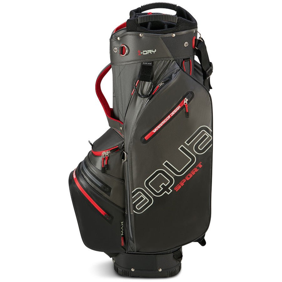 Big Max 2026 Aqua Sport 4 Waterproof Cartbag, Dunkelgrau / Schwarz / Rot - Golflaedchen.de