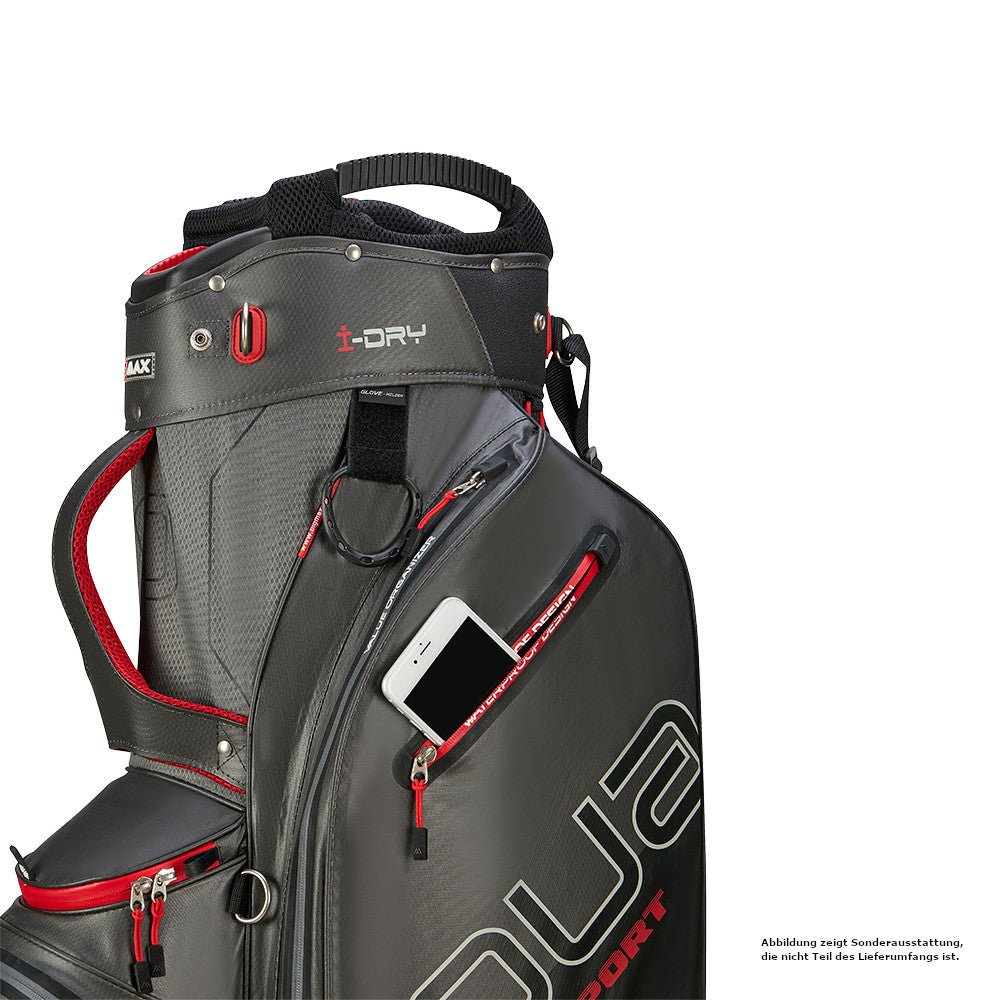 Big Max 2026 Aqua Sport 4 Waterproof Cartbag, Dunkelgrau / Schwarz / Rot - Golflaedchen.de
