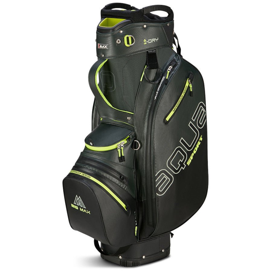 Big Max 2026 Aqua Sport 4 Waterproof Cartbag, Dunkelgrün / Schwarz / Lime - Golflaedchen.de