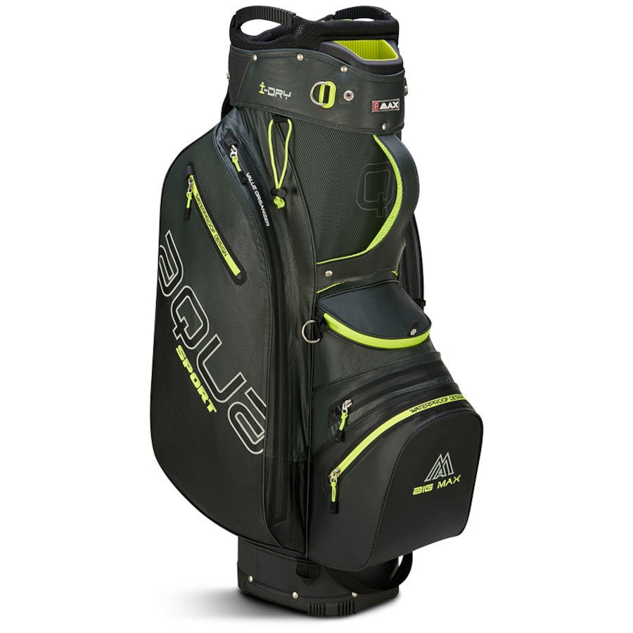 Big Max 2026 Aqua Sport 4 Waterproof Cartbag, Dunkelgrün / Schwarz / Lime - Golflaedchen.de