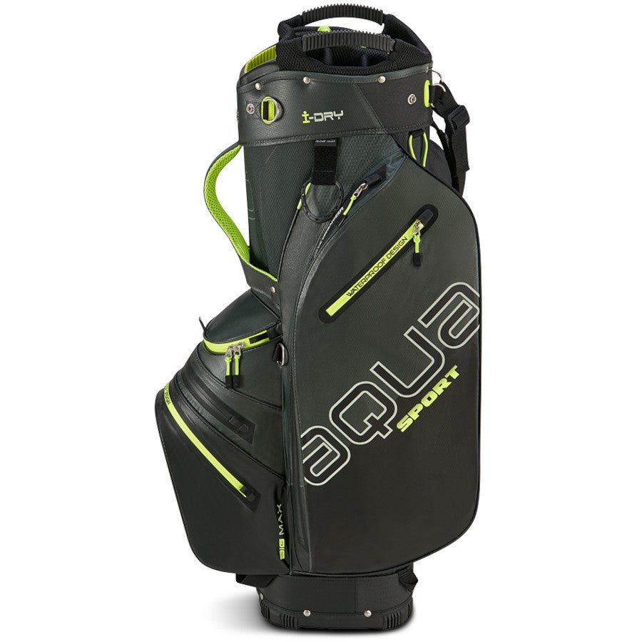 Big Max 2026 Aqua Sport 4 Waterproof Cartbag, Dunkelgrün / Schwarz / Lime - Golflaedchen.de