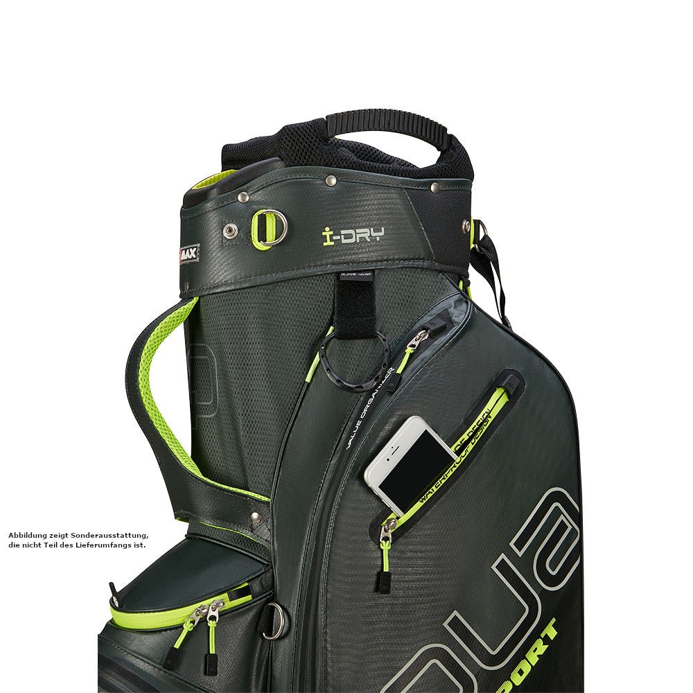 Big Max 2026 Aqua Sport 4 Waterproof Cartbag, Dunkelgrün / Schwarz / Lime - Golflaedchen.de