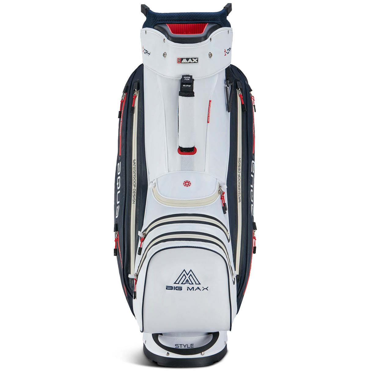 Big Max Aqua Style 4 Waterproof Cartbag, Weiß / Navy / Rot - Golflaedchen.de