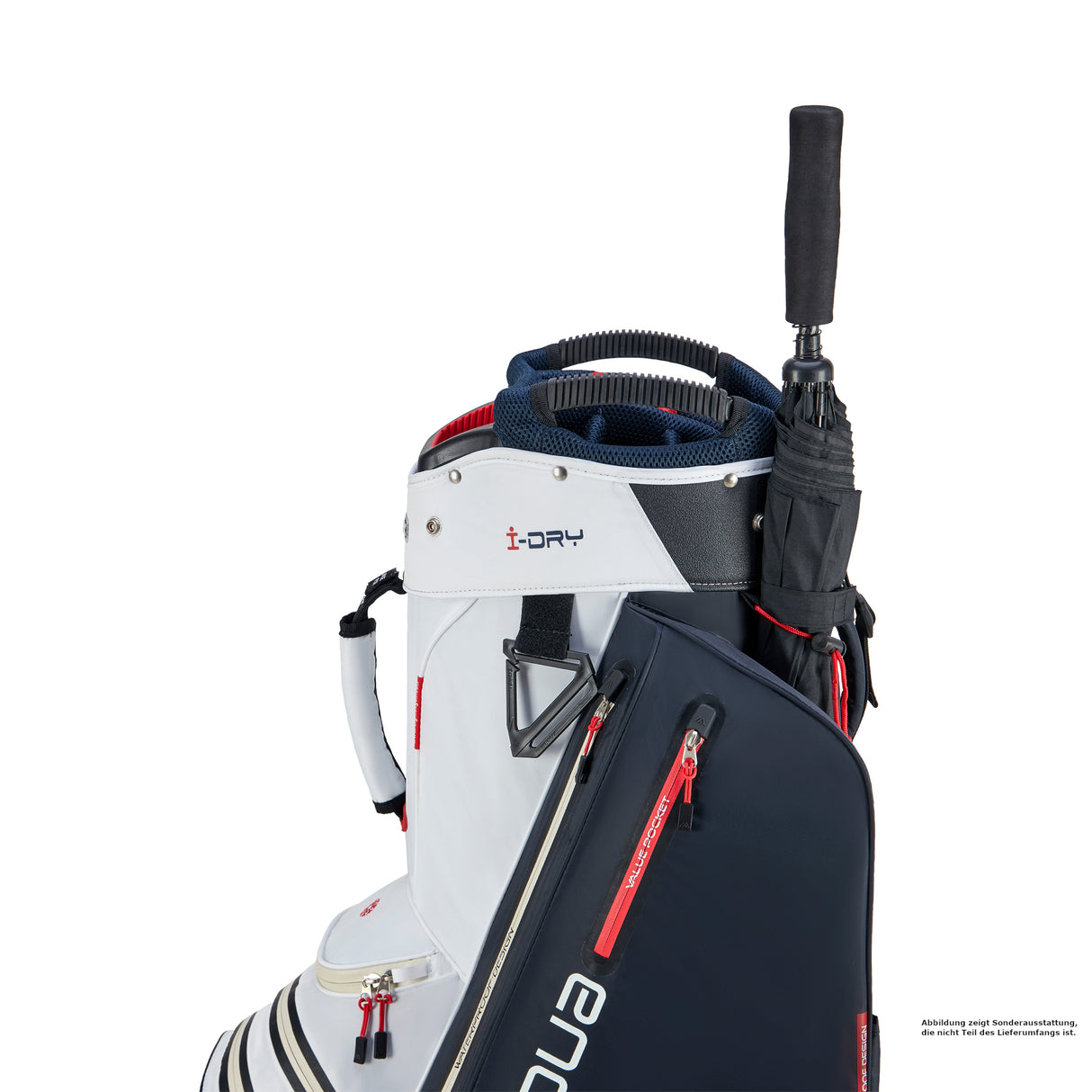 Big Max Aqua Style 4 Waterproof Cartbag, Weiß / Navy / Rot - Golflaedchen.de