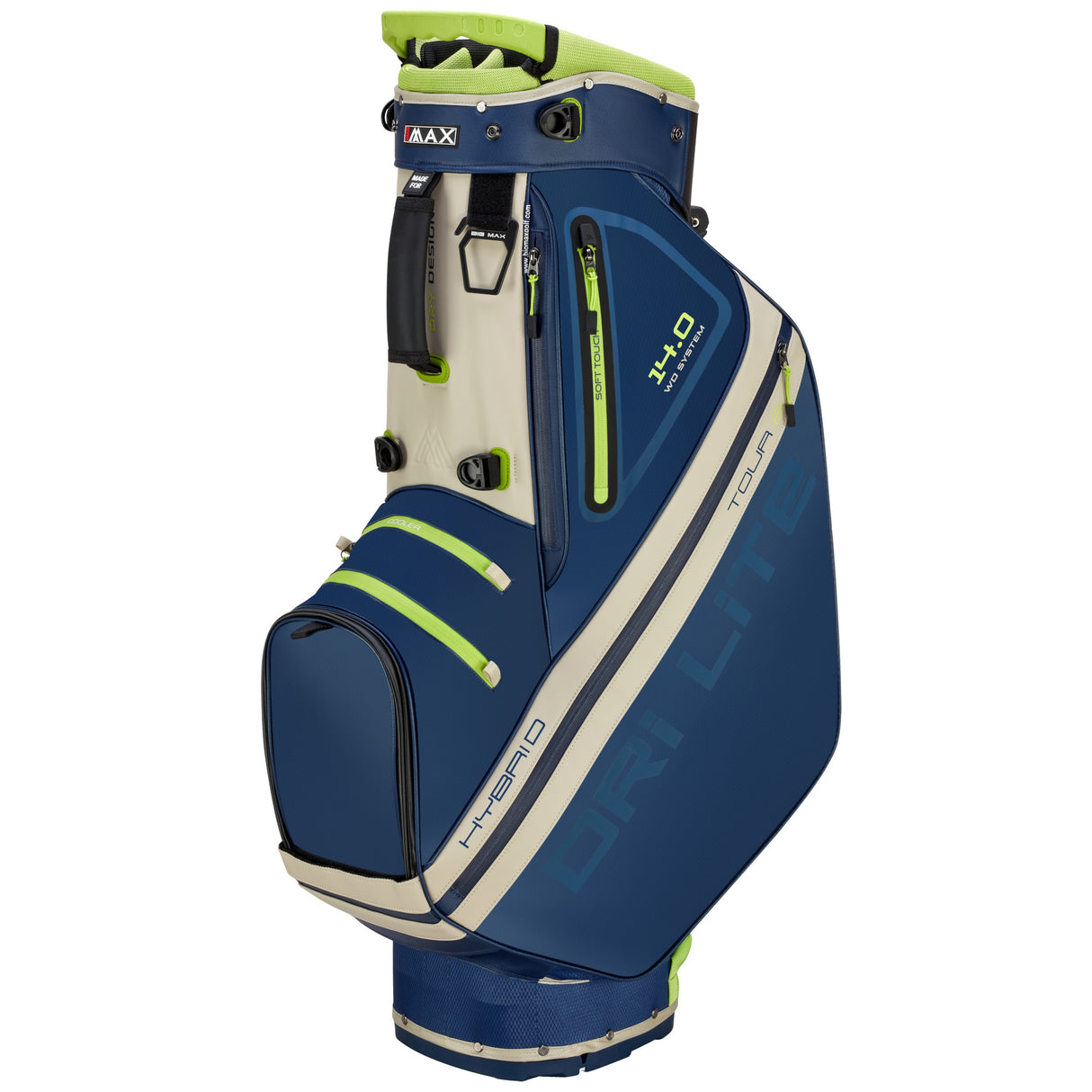 Big Max Dri Lite Hybrid Tour 2 Waterproof Standbag, Navy / Grün - Golflaedchen.de