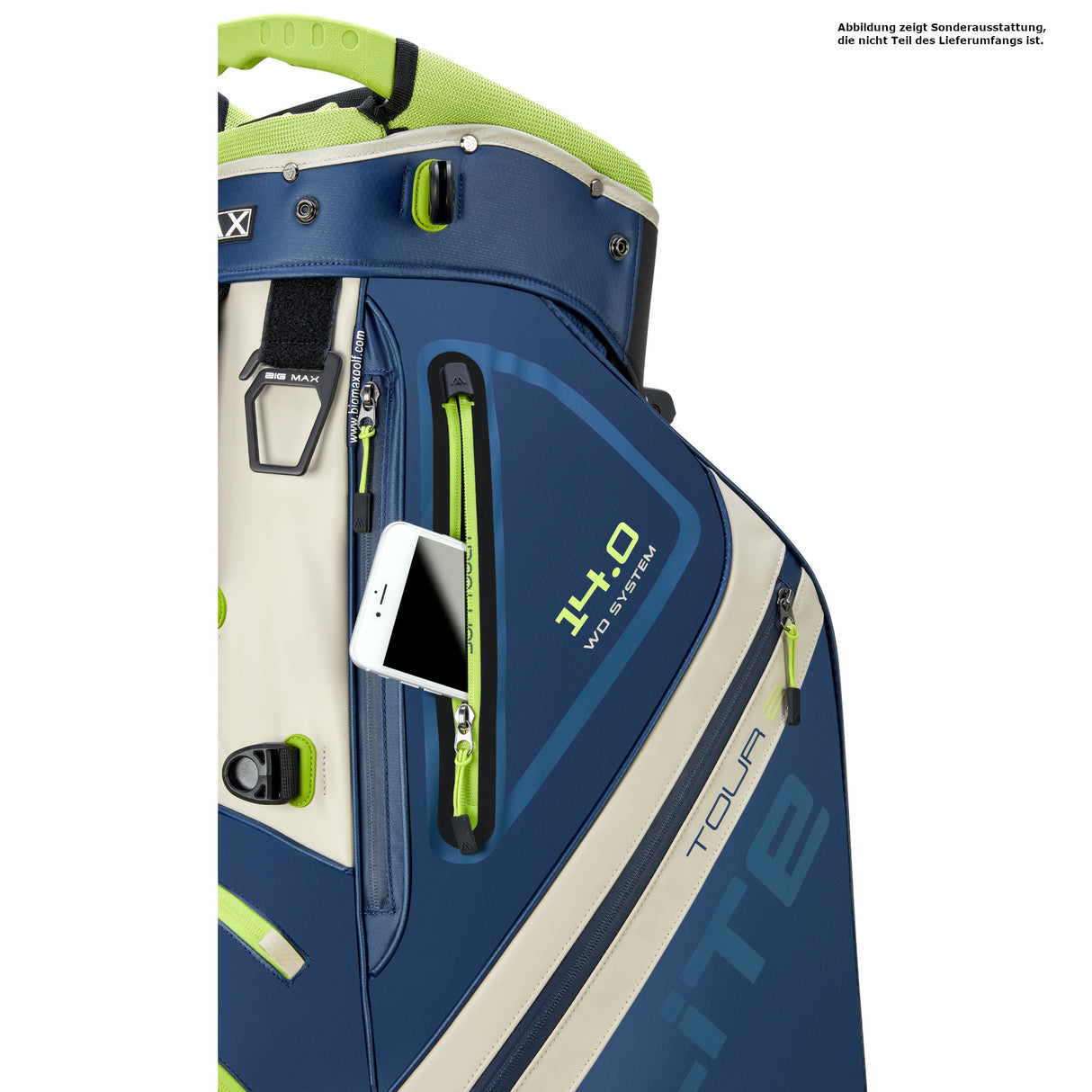 Big Max Dri Lite Hybrid Tour 2 Waterproof Standbag, Navy / Grün - Golflaedchen.de