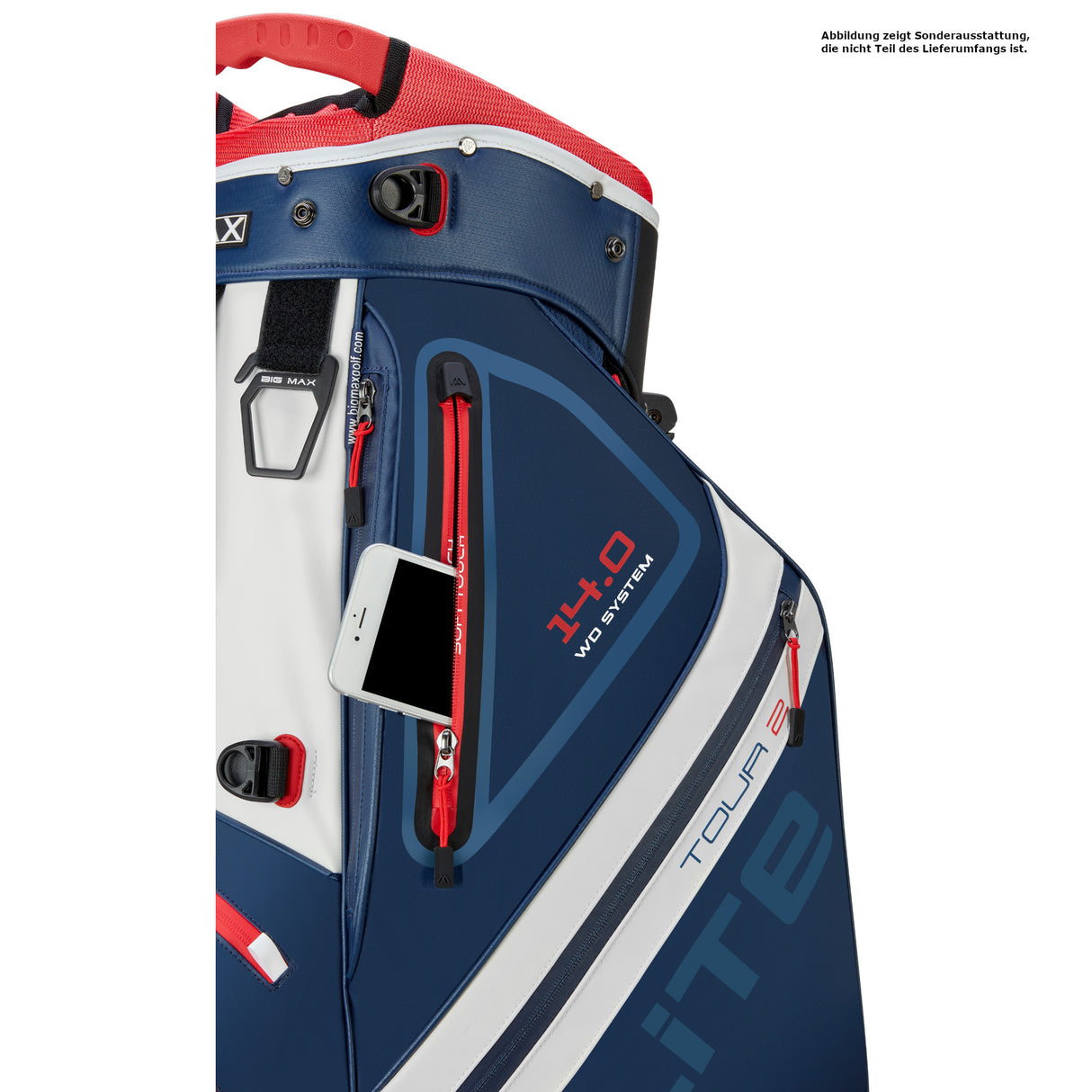 Big Max Dri Lite Hybrid Tour 2 Waterproof Standbag, Blau / Rot / Weiß - Golflaedchen.de