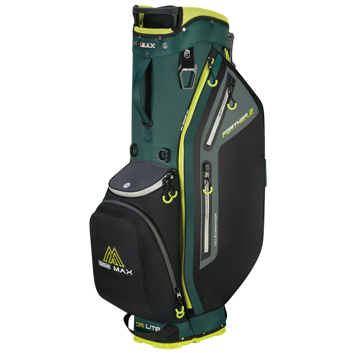 Big Max Dri Lite Feather 2 Waterproof Standbag, Grün / Schwarz - Golflaedchen.de