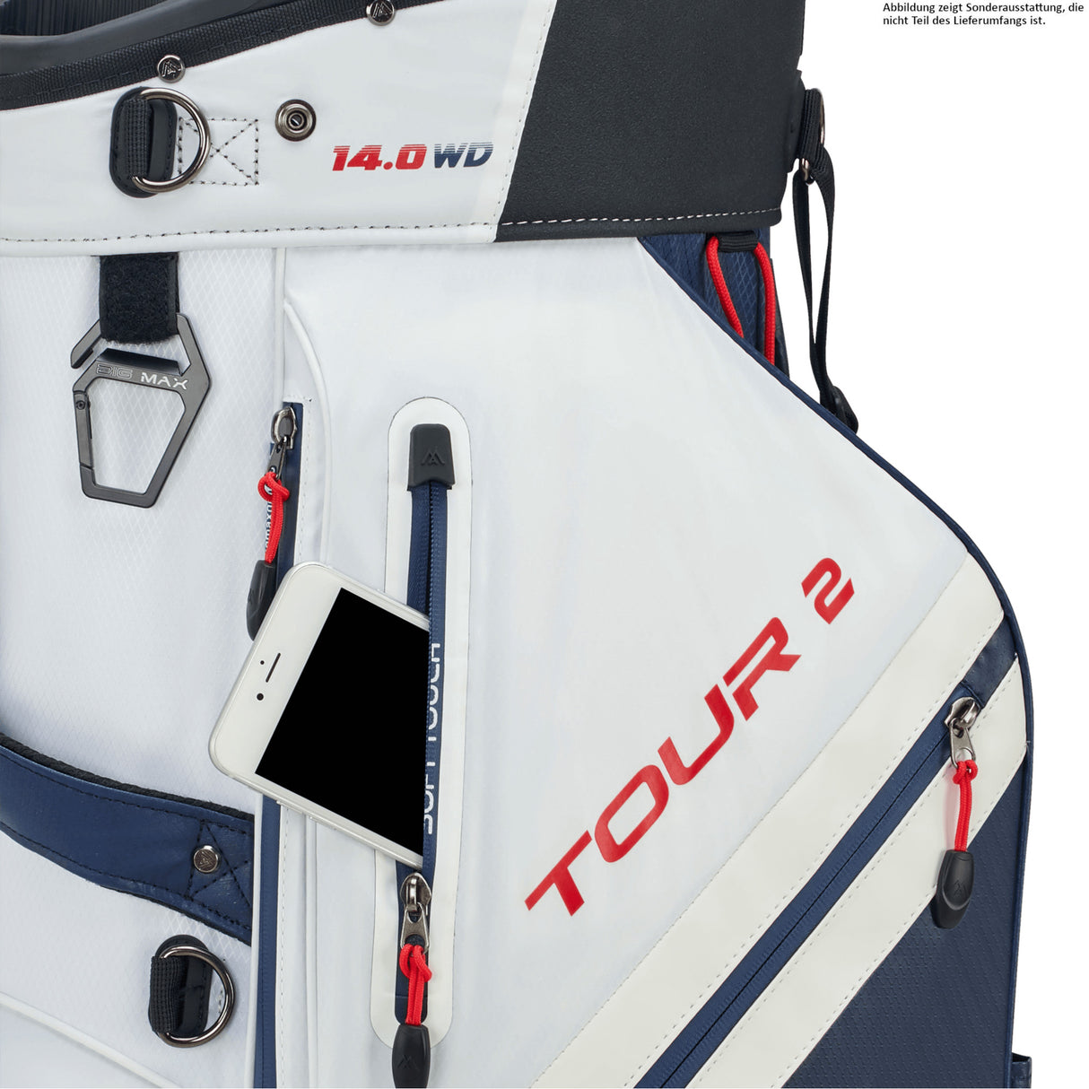 Big Max Dri Lite Tour 2 Waterproof Cartbag, Weiß / Navy - Golflaedchen.de