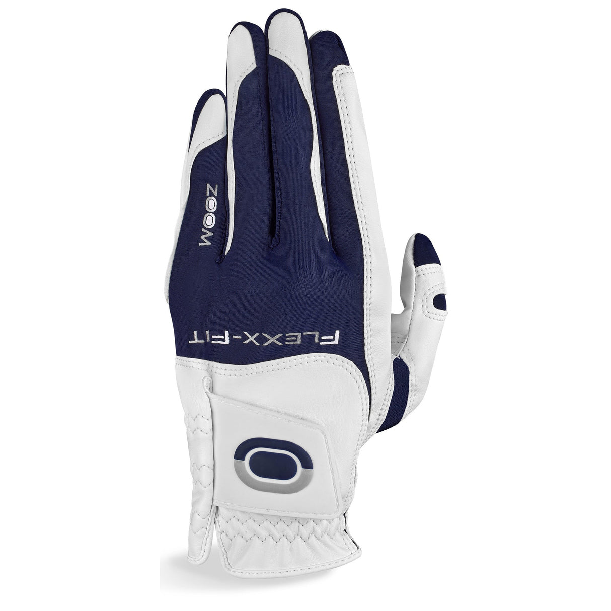 ZOOM Hybrid Golfhandschuh, Weiß / Navy, Herren - Links getragen - Golflaedchen.de