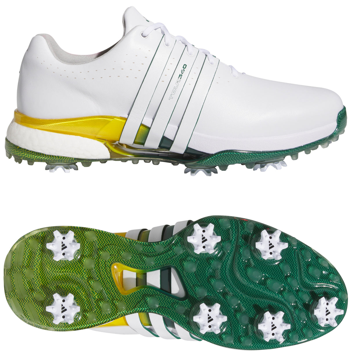Adidas Tour 360 Herren Golfschuhe, Weiß / Gelb / Grün - Golflaedchen.de