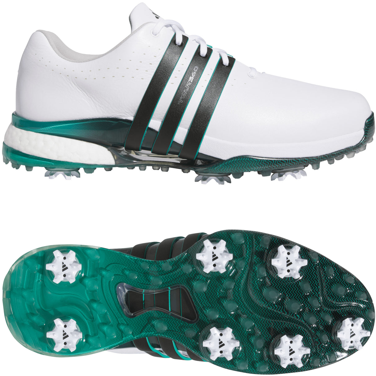 Adidas Tour 360 Herren Golfschuhe, Weiß / Schwarz / Grün - Golflaedchen.de