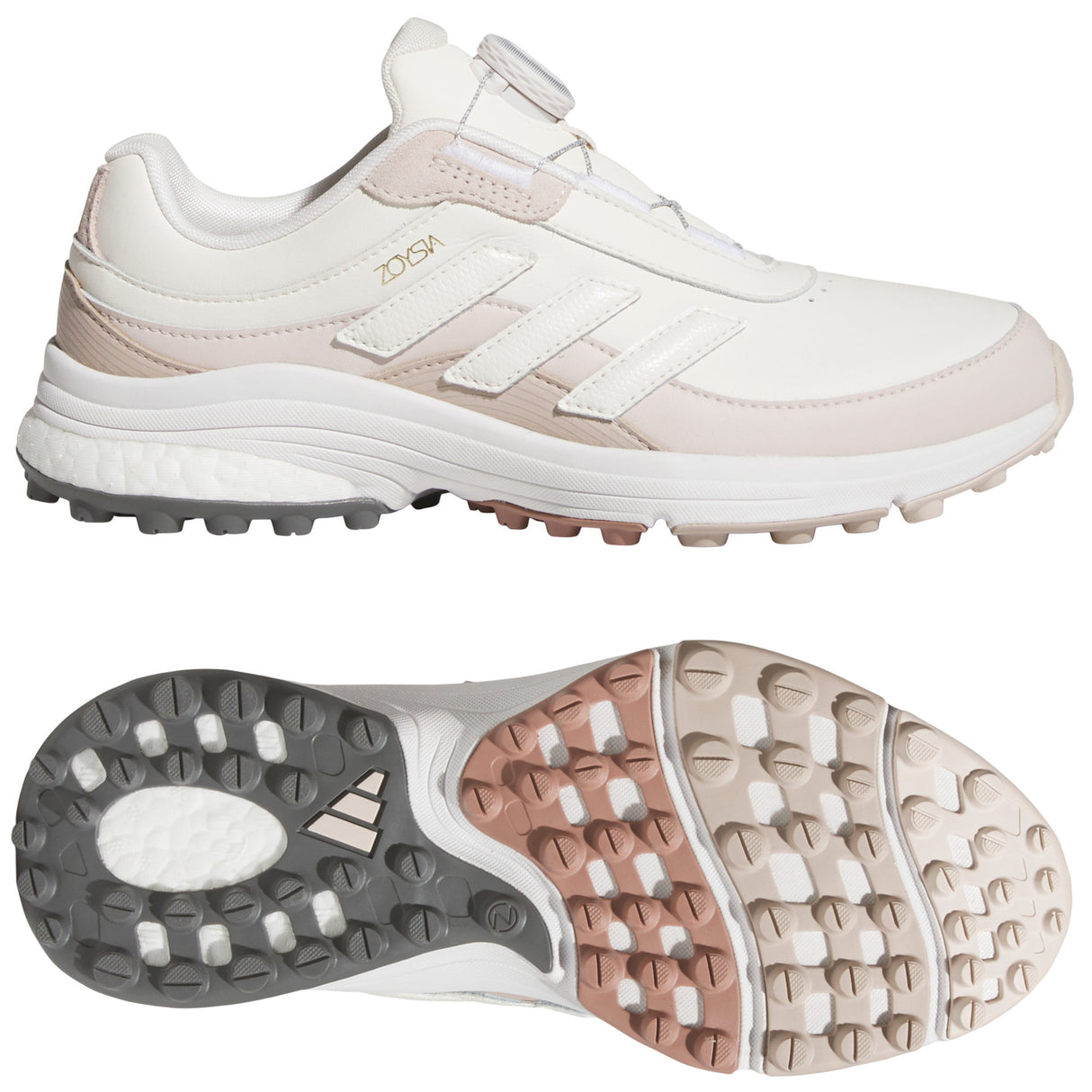 Adidas Zoysia BOA Damen Golfschuhe, Hellbraun / Weiß - Golflaedchen.de