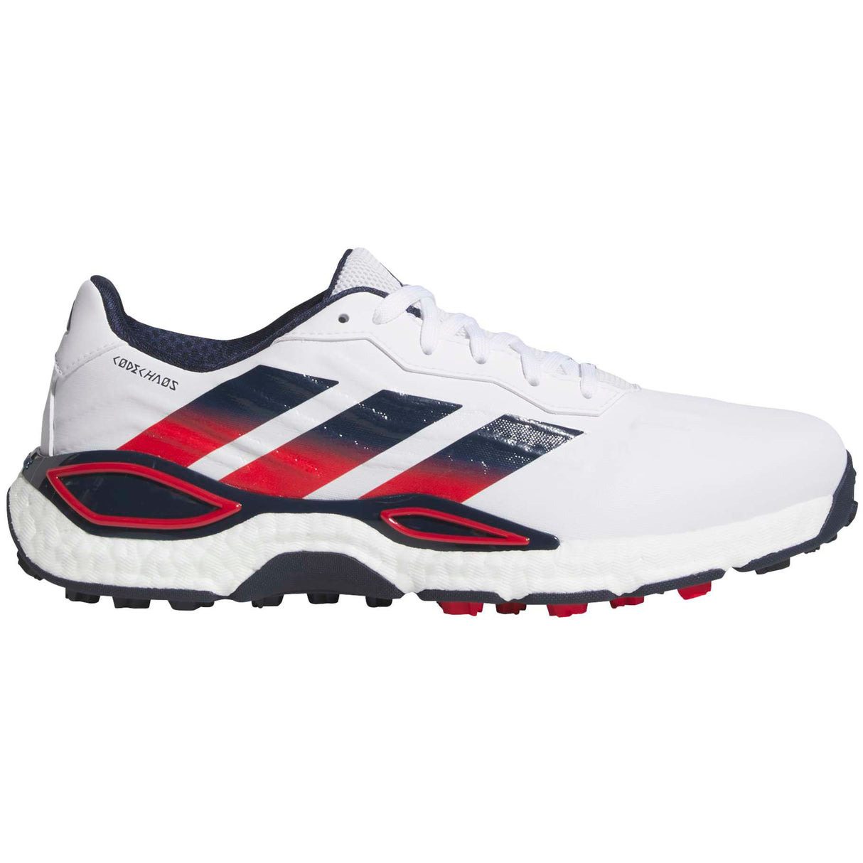 Adidas 2027 CodeChaos Herren Golfschuhe, Weiß / Blau / Rot - Golflaedchen.de