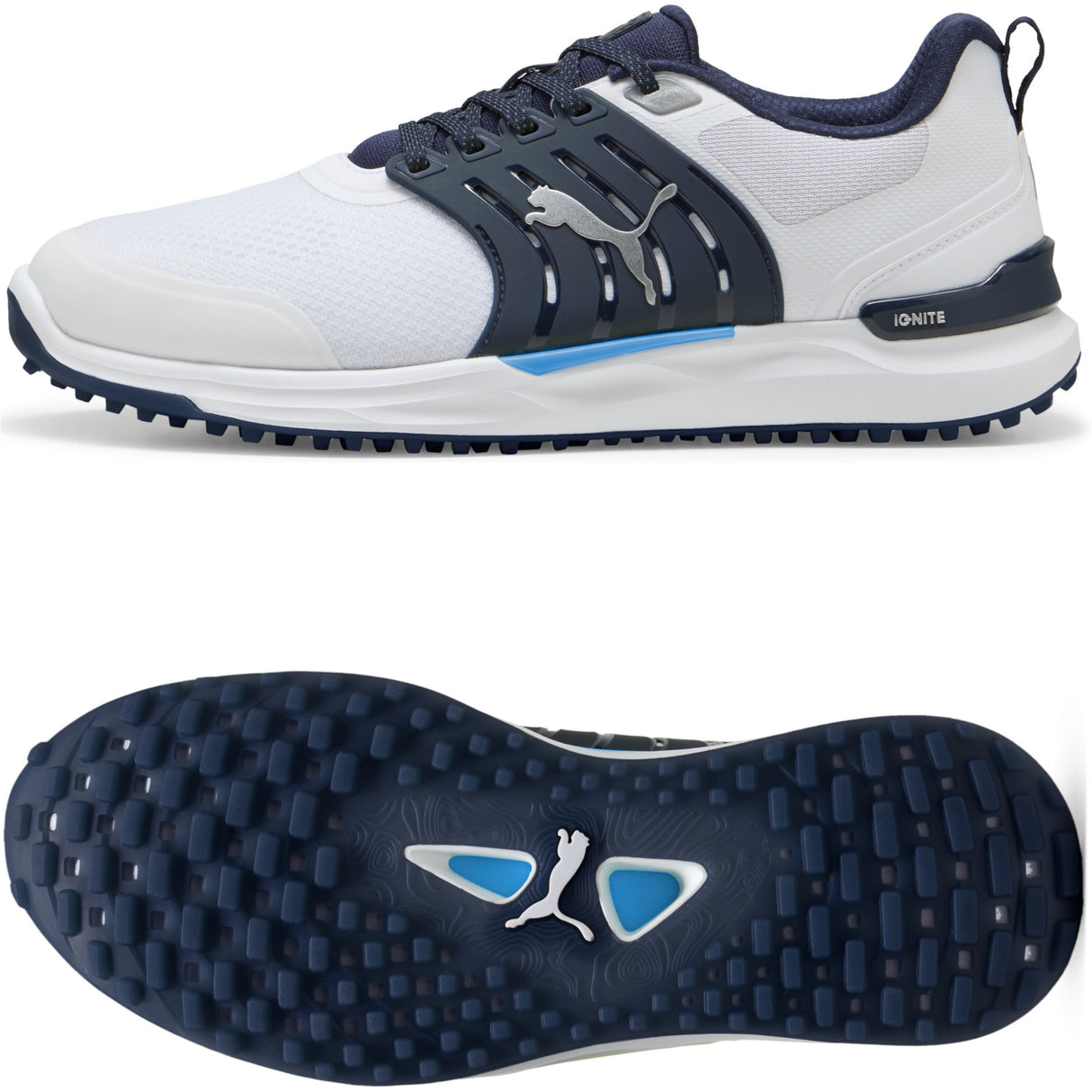 Puma IGNITE Elevate 2 Herren Golfschuhe, Weiß / Navy - Golflaedchen.de