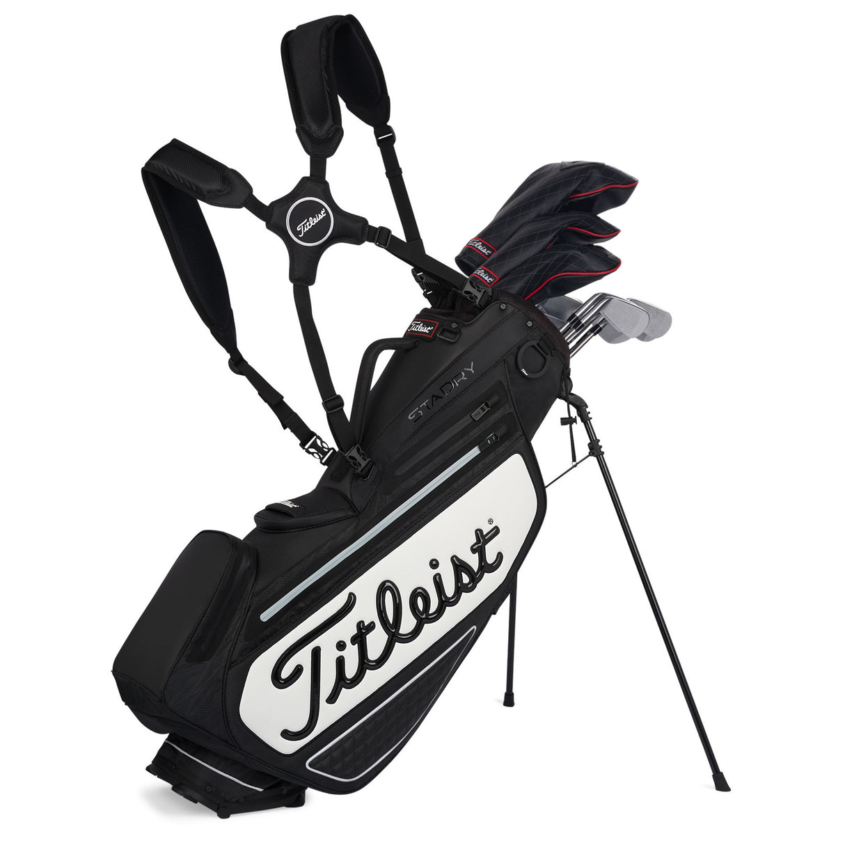 Titleist 2026 Premium Tour Staff StaDry Waterproof Standbag, Weiß / Schwarz - Golflaedchen.de