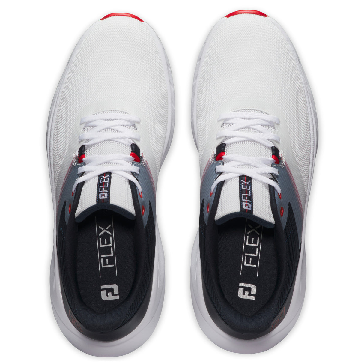 FootJoy Flex Herren Golfschuhe, Weiß / Navy / Rot - Golflaedchen.de