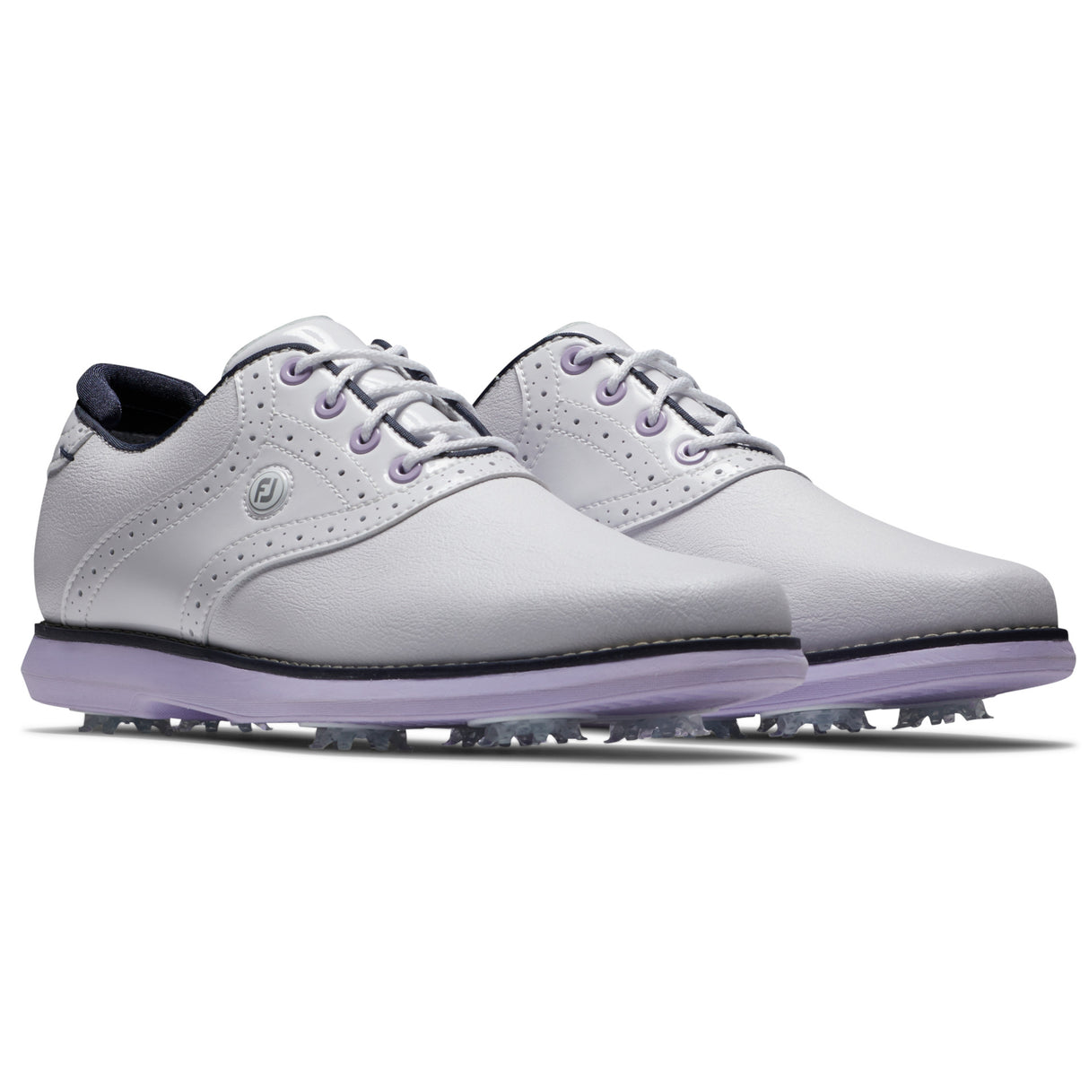 FootJoy Traditions Damen Golfschuhe, Weiß / Navy / Purple - Golflaedchen.de