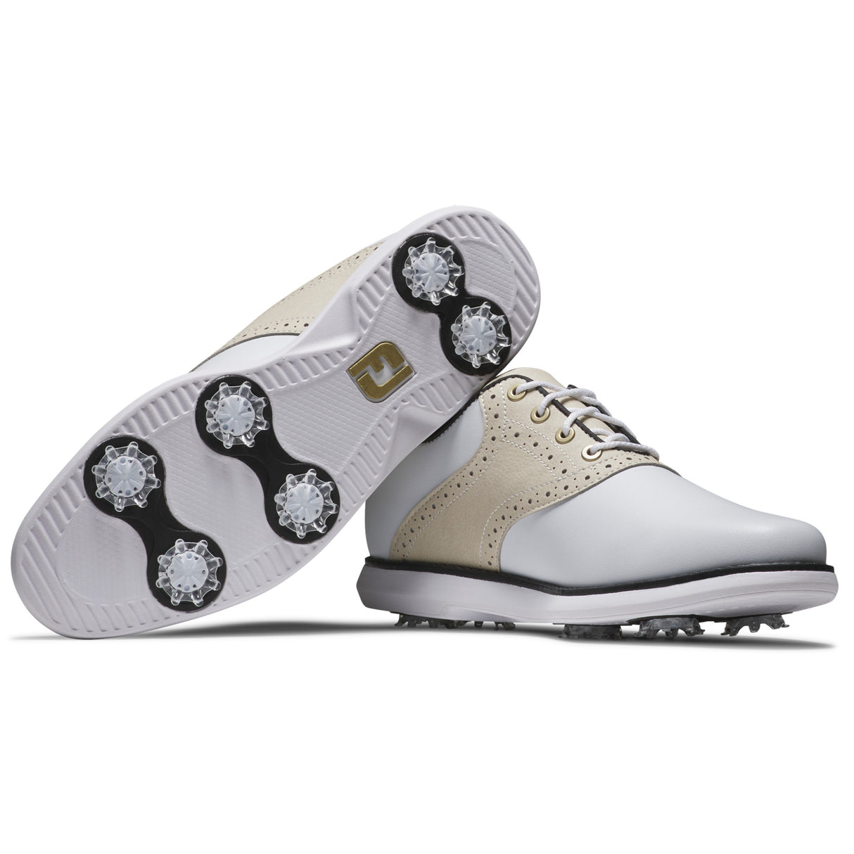 FootJoy Traditions Damen Golfschuhe, Weiß / Hellbraun - Golflaedchen.de