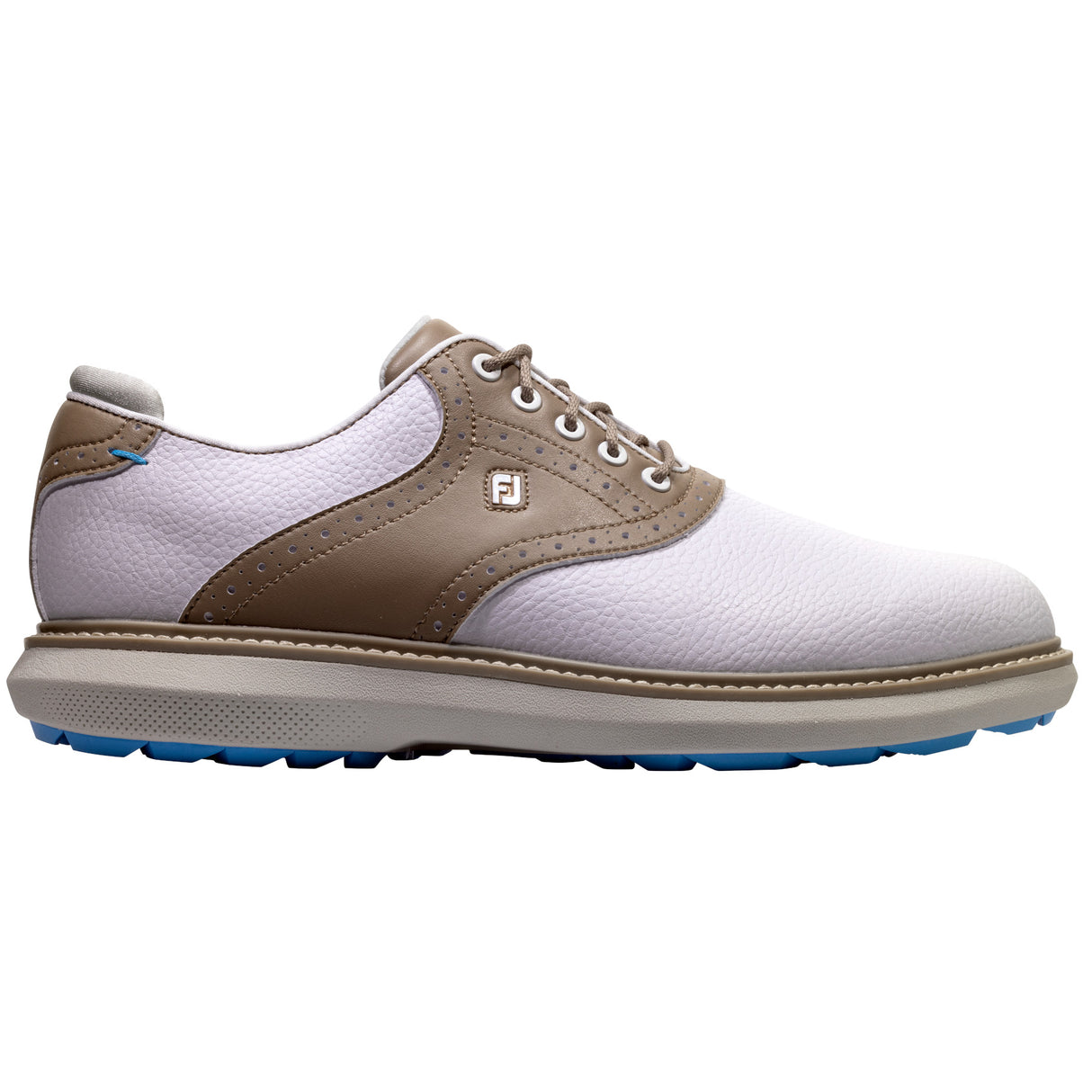 FootJoy Traditions Spikeless Herren Golfschuhe, Weiß / Braun - Golflaedchen.de