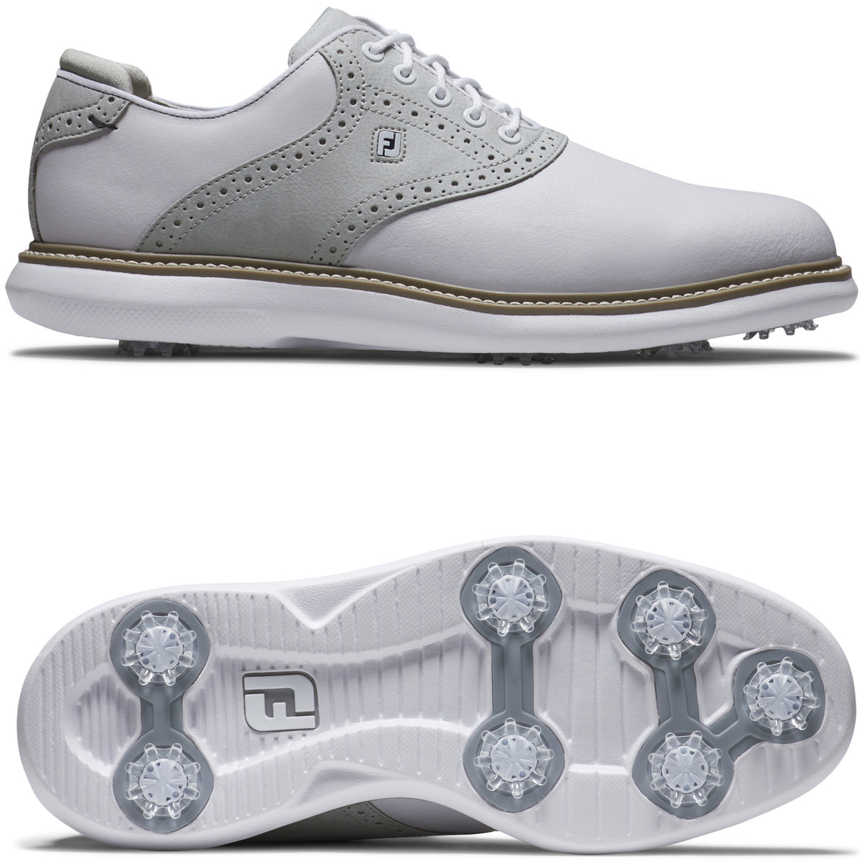 FootJoy Traditions Herren Golfschuhe, Weiß / Grau - Golflaedchen.de