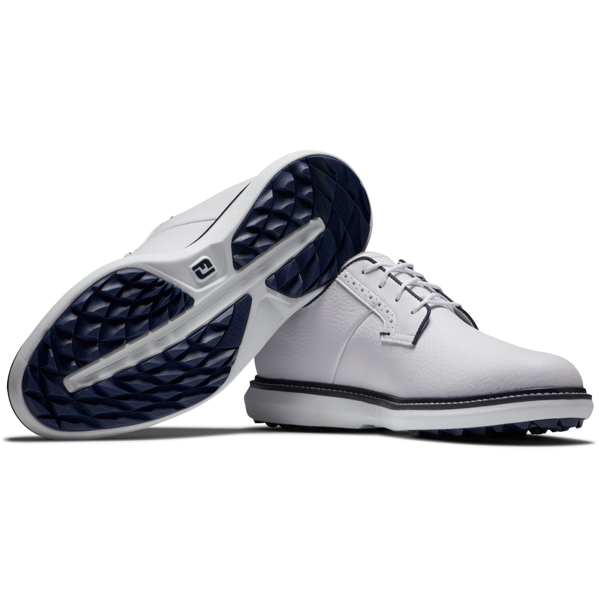 FootJoy 2026 Traditions SL Blucher Herren Golfschuhe, Weiß / Navy - Golflaedchen.de