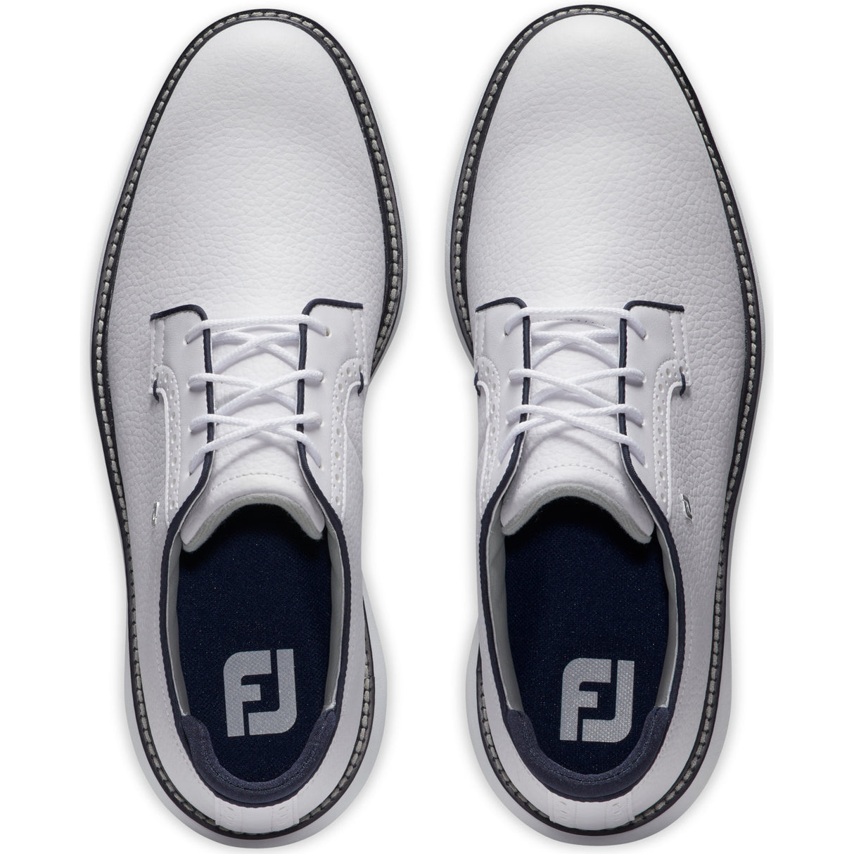 FootJoy 2026 Traditions SL Blucher Herren Golfschuhe, Weiß / Navy - Golflaedchen.de